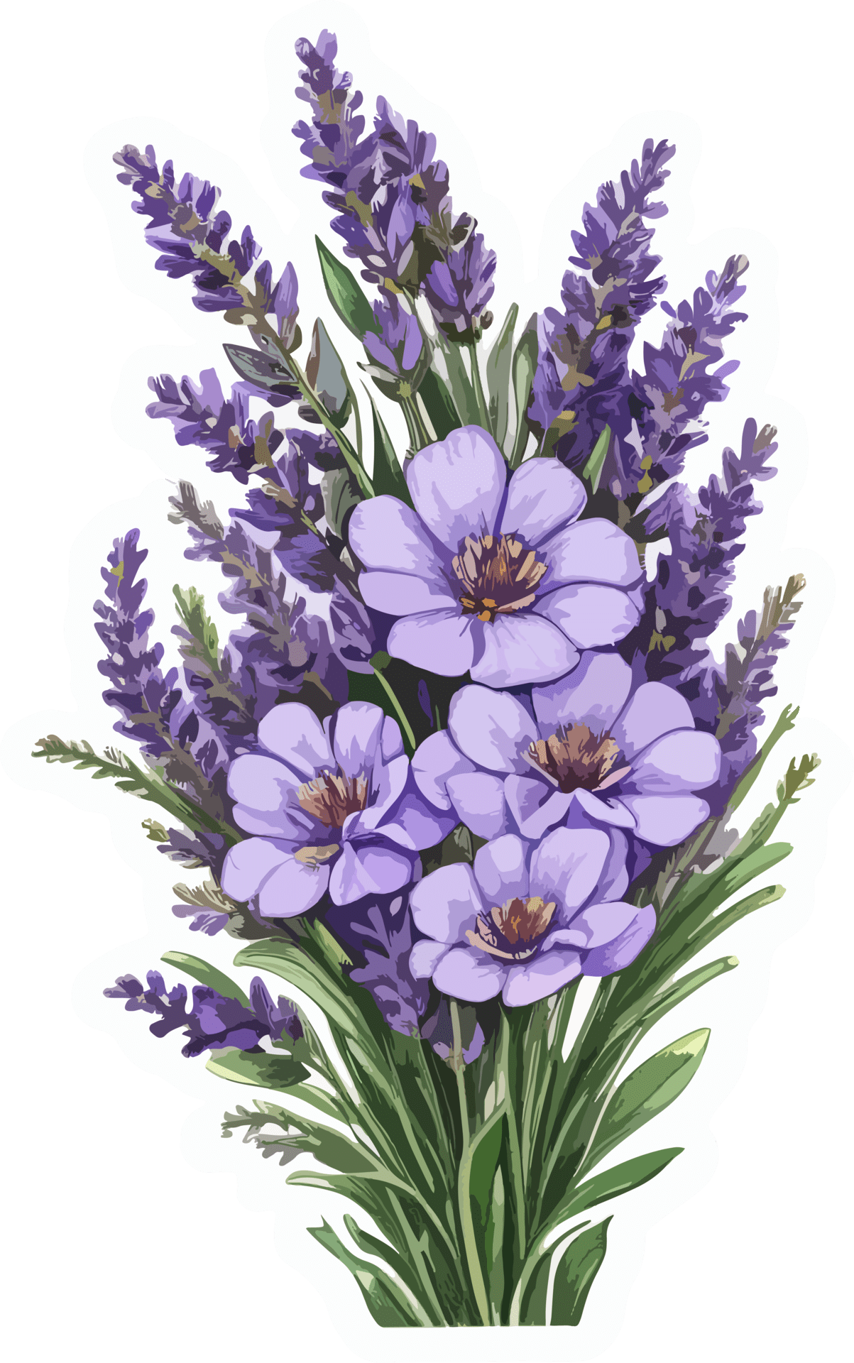 Lavender flower bouquet cartoon with for clipart transparent